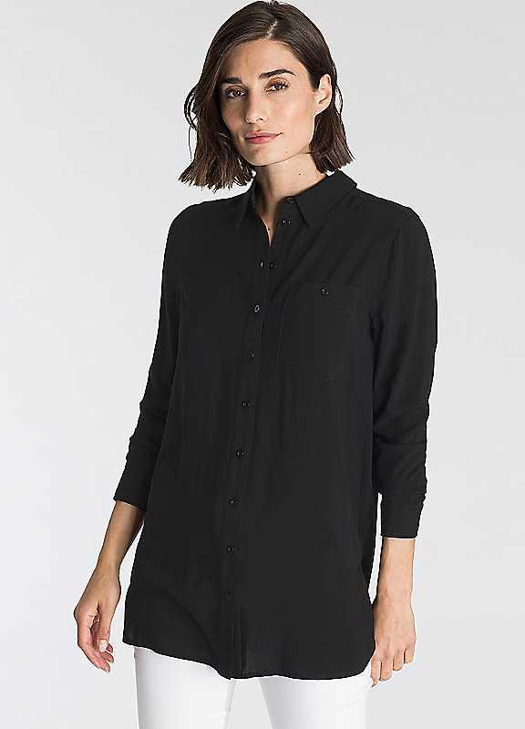 Plus Size Casual Long Sleeve Shirt - Black - Size 14 on Productcaster.