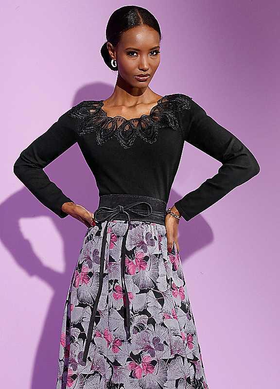 Creation L Black Lace Trim Jumper - Size 16 on Productcaster.