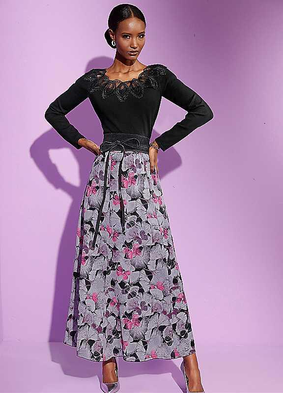 Creation L Floral Print Maxi Skirt - Lilac Floral - Size 12 on Productcaster.