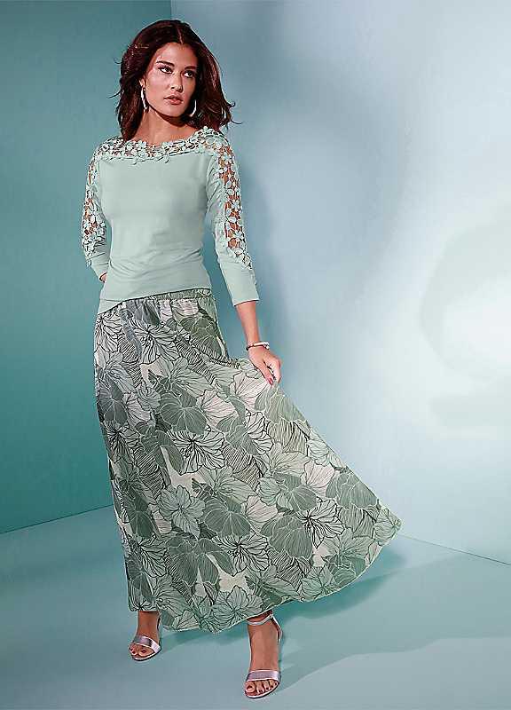 Creation L Floral Print Skirt - Mint - Size 24 on Productcaster.