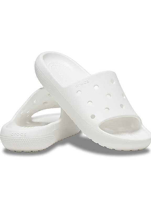 Crocs White Classic Sliders - Size 8 on Productcaster.