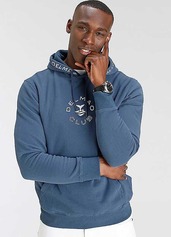 DELMAO Print Hooded Sweatshirt - Blue - Size XXL on Productcaster.