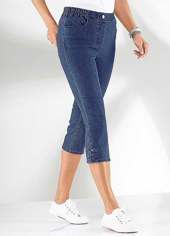 Plus Size Elasticated Cropped Jeans - White - Size 16P on Productcaster.