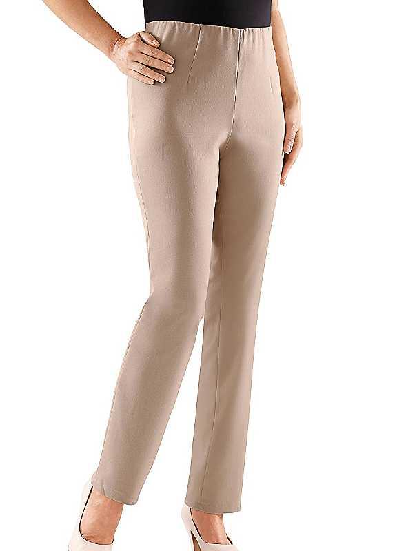 Elasticated Straight Leg Trousers - Beige - Size 22P on Productcaster.