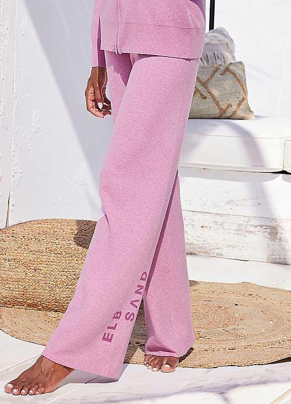 Elbsand Wide Leg Knitted Trousers - Pink - Size 18/20 on Productcaster.