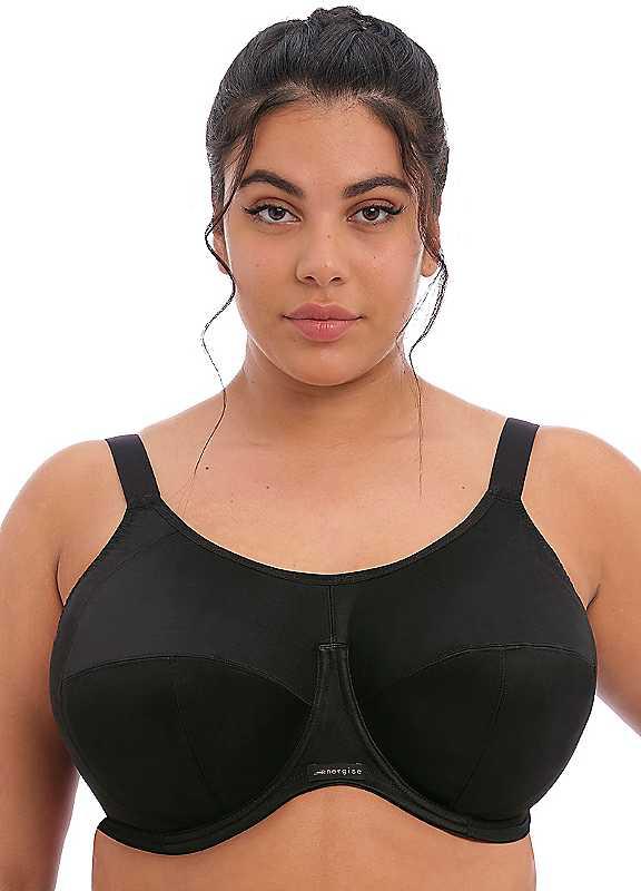 Plus Size Elomi Energise Underwired Sports Bra - Black - Size 36G on Productcaster.