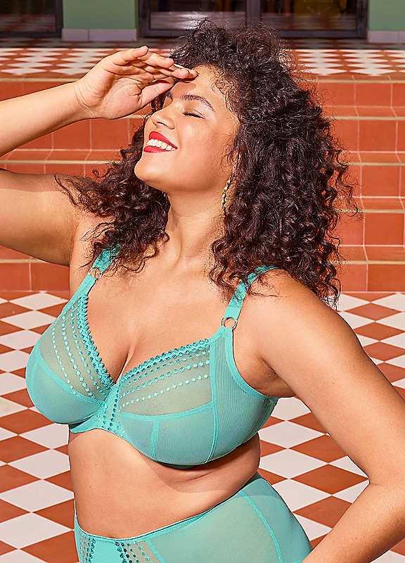 Plus Size Elomi Matilda Underwired Plunge Bra - Jade - Size 42HH on Productcaster.