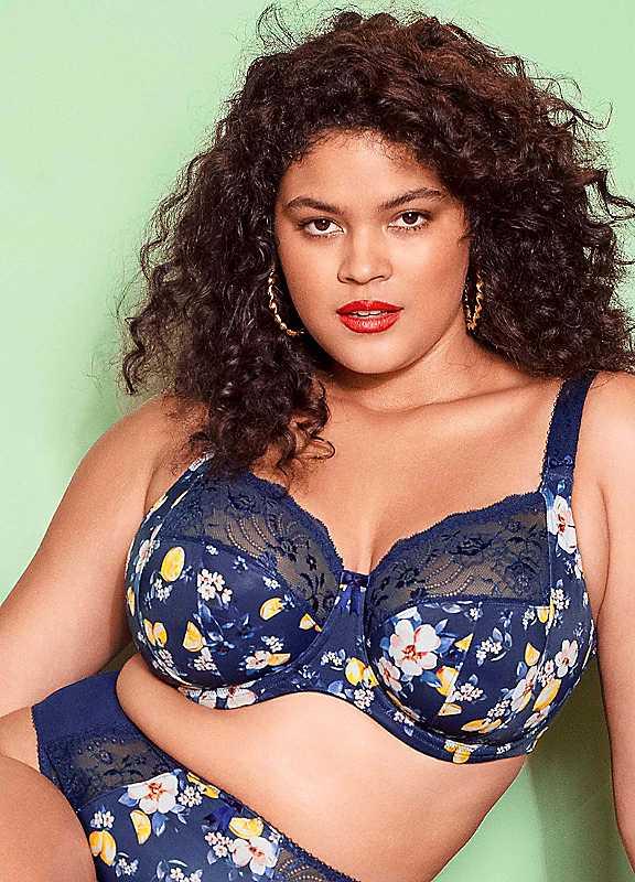 Plus Size Elomi Morgan Underwired Full Cup Bra - Blue Floral - Size 38JJ on Productcaster.