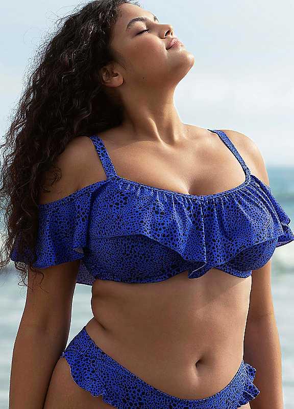 Plus Size Elomi Pebble Cove Underwired Bikini Top - Blue - Size 36G on Productcaster.