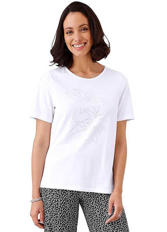 Floral Applique Cotton Top - White - Size 16 on Productcaster.