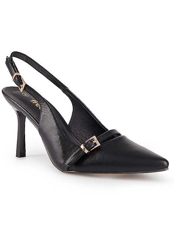 Freemans Black Slingback Court Shoes - Size 3 on Productcaster.