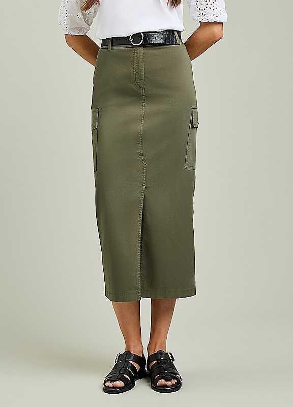 Freemans Khaki Cargo Skirt - Size 10 on Productcaster.