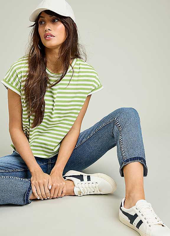 Freemans Lime Stripe Tee - Size 14 on Productcaster.