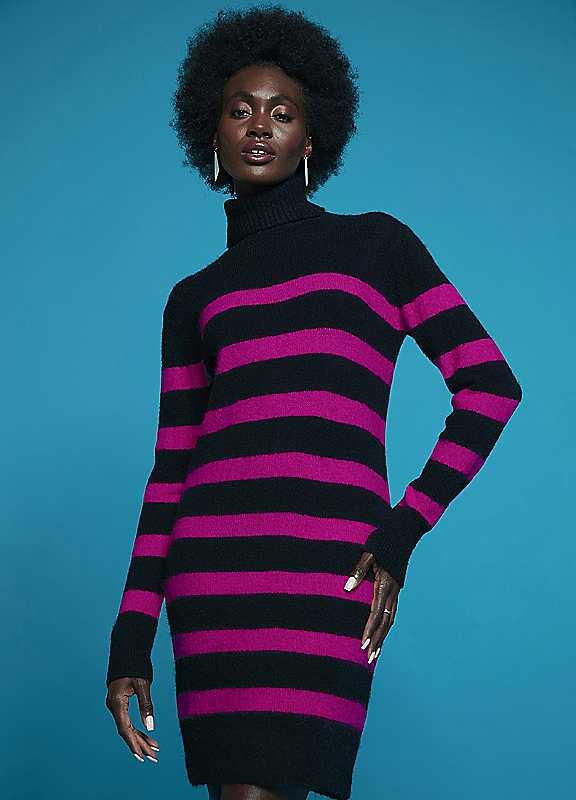 Freemans Stripe Jumper Dress - Pink / Black - Size 8-10 on Productcaster.