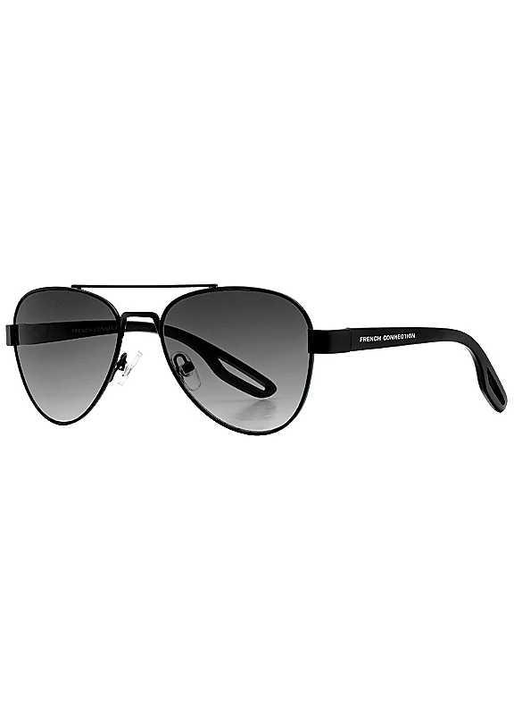 French Connection Metal D-Frame Sunglasses - Black - Size ONE SIZE on Productcaster.