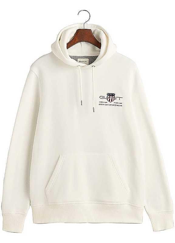 Gant Logo Print Hoodie - White - Size XXL on Productcaster.