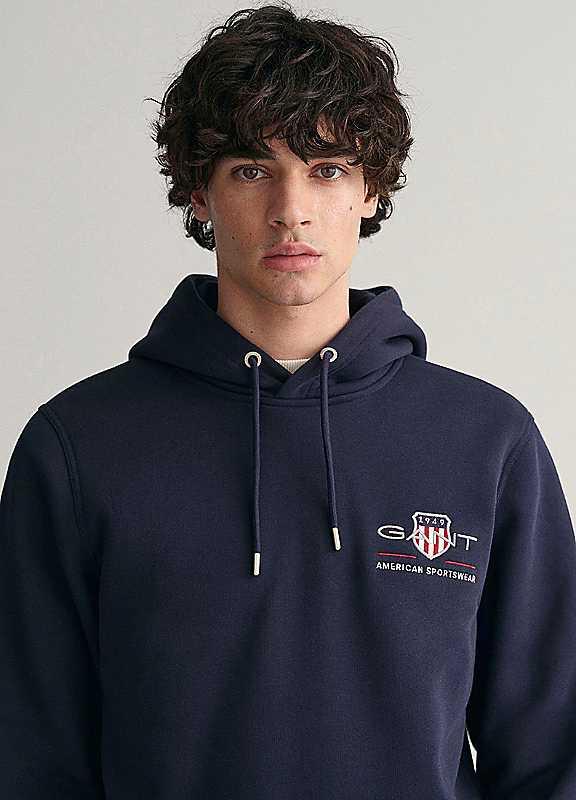 Gant Logo Print Hoodie - Blue - Size 3XL on Productcaster.