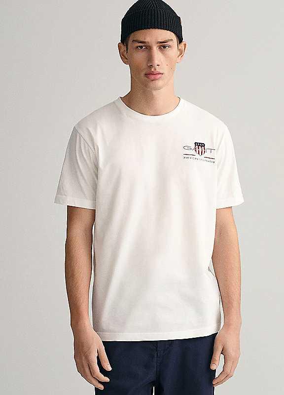 Gant Round Neck Jersey T-Shirt - White - Size XXL on Productcaster.