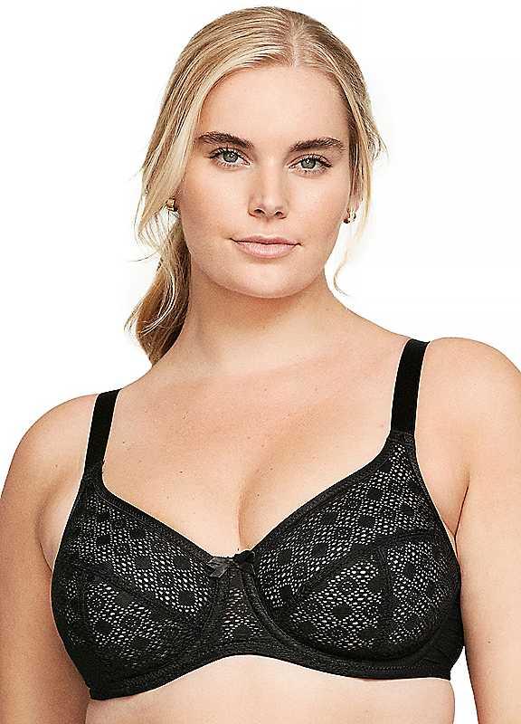 Glamorise Lace Comfort WonderWire Bra - Black - Size 34C on Productcaster.