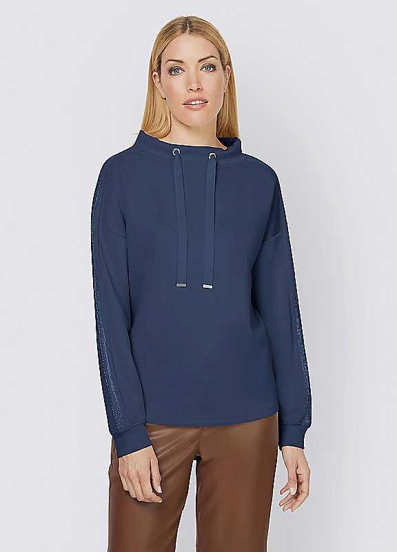 Plus Size Heine Adjustable Collared Sweatshirt - Dark Blue - Size 16 on Productcaster.