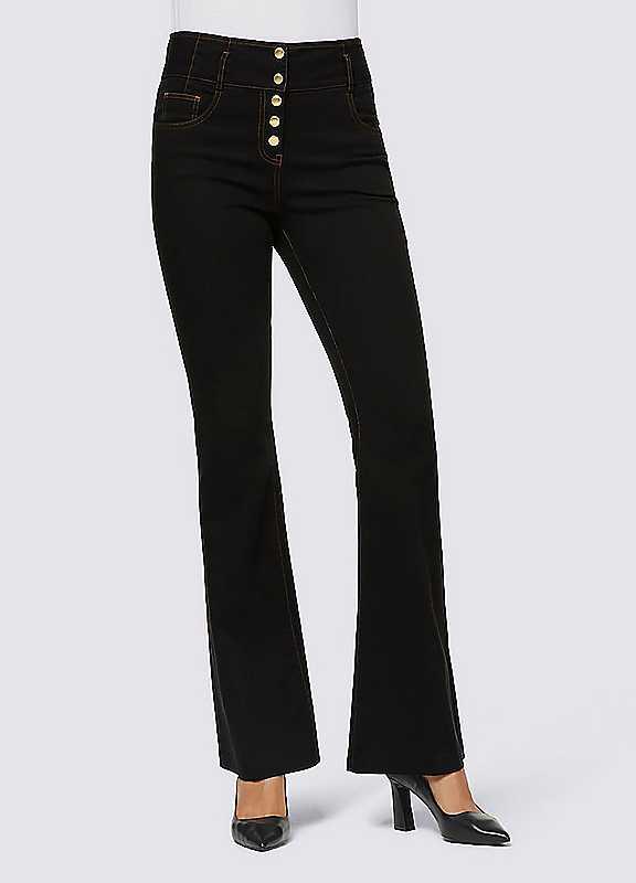 Heine Bootcut Push-Up Jeans - Black - Size 10 on Productcaster.