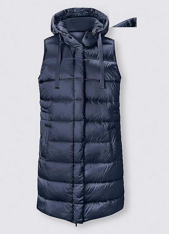 Plus Size Heine Hooded Quilted Gilet - Dark Blue - Size 8 on Productcaster.