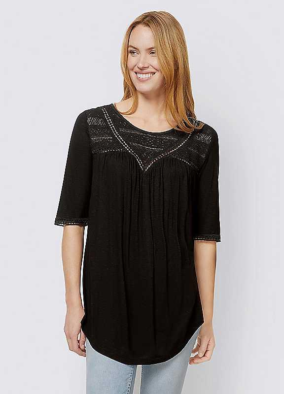 Plus Size Heine Lace Insert Top - Black - Size 14 on Productcaster.