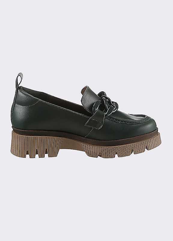 Heine Leather Chunky Sole Loafers - Green - Size 36 on Productcaster.