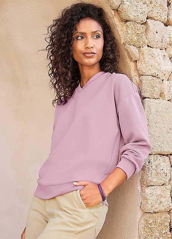 Heine Long Sleeve Sweatshirt - Mauve - Size 14 on Productcaster.