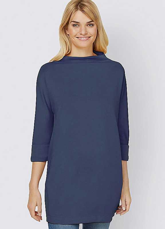 Plus Size Heine Longline Jersey Top - Dark Blue - Size 12 on Productcaster.