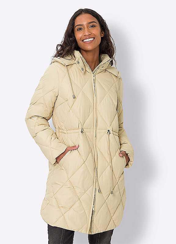 Heine Patterned Quilted Coat - Sand - Size 22 on Productcaster.