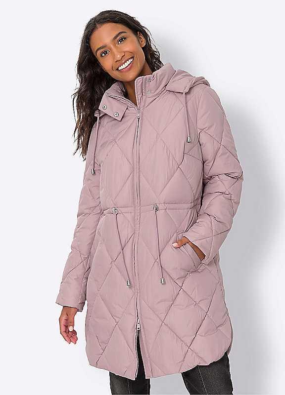 Heine Patterned Quilted Coat - Mauve - Size 20 on Productcaster.