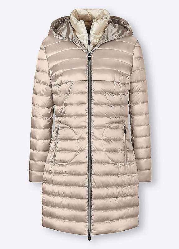 Heine Quilted Hooded Jacket - Light Grey - Size 18 on Productcaster.