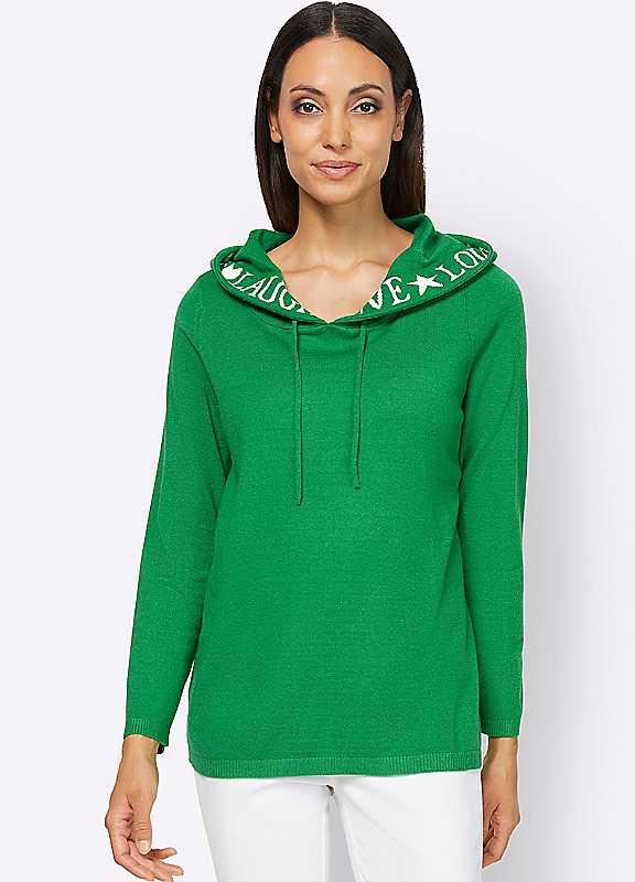 Heine Slogan Hooded Jumper - Grass Green - Size 24 on Productcaster.