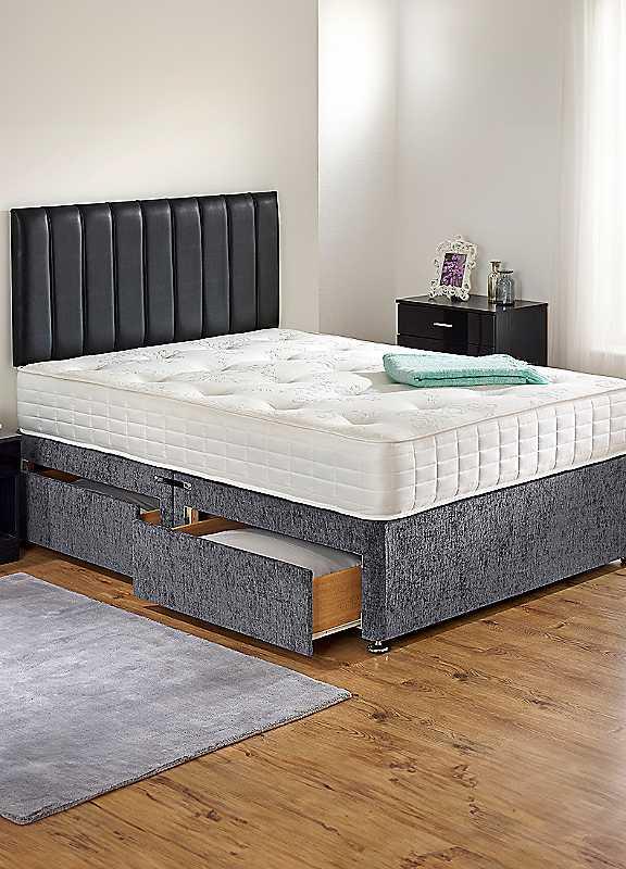 Homedream Nikki Memory Divan - Grey - Size 90 cm Single - 2 Drawer on Productcaster.