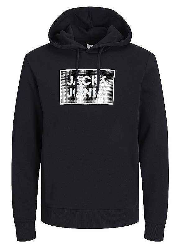 Jack & Jones Logo Print Hoodie - Black - Size L on Productcaster.