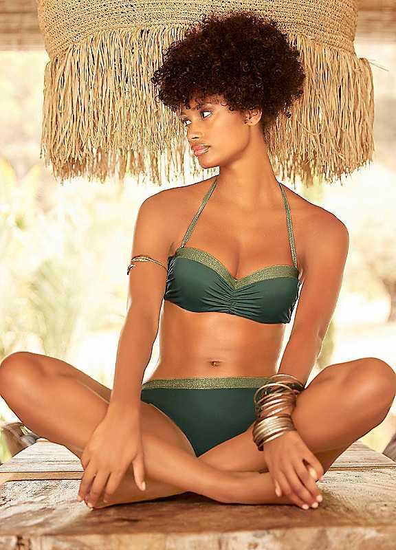 Jette Underwired Bandeau Bikini - Olive - Size 8A on Productcaster.