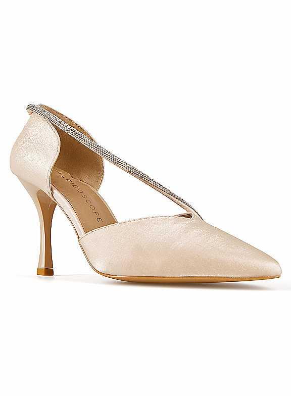 Kaleidoscope Blush Satin Diamante Court Shoes - Size 6 on Productcaster.