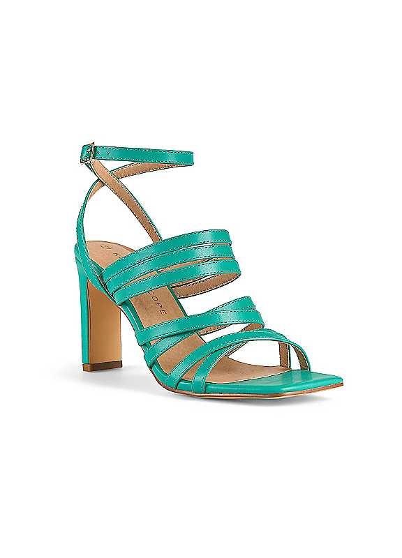 Kaleidoscope Jade Green Strappy Heeled Sandals - Size 8 on Productcaster.