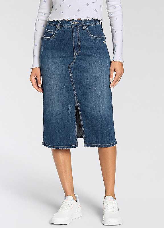 Plus Size KangaROOS Calf Length Denim Skirt - Size 14 on Productcaster.