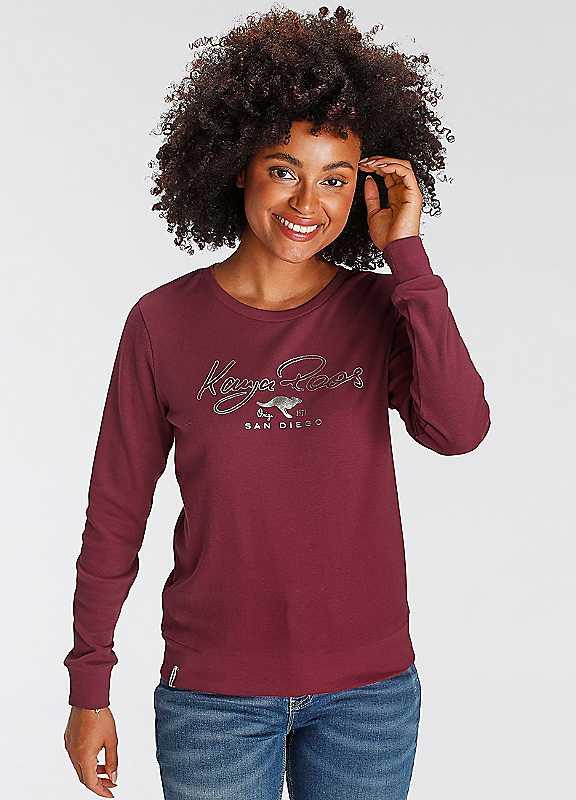 Plus Size KangaROOS Round Neck Sweatshirt - Maroon Print - Size 22/24 on Productcaster.