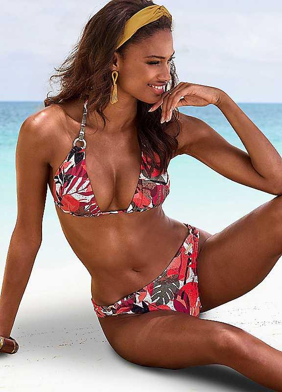 LASCANA Ava Triangle Bikini Top - Red Print - Size 12AB on Productcaster.