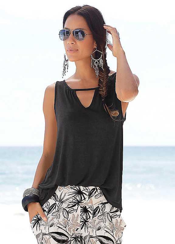 LASCANA Beach Top - Black - Size 6/8 on Productcaster.