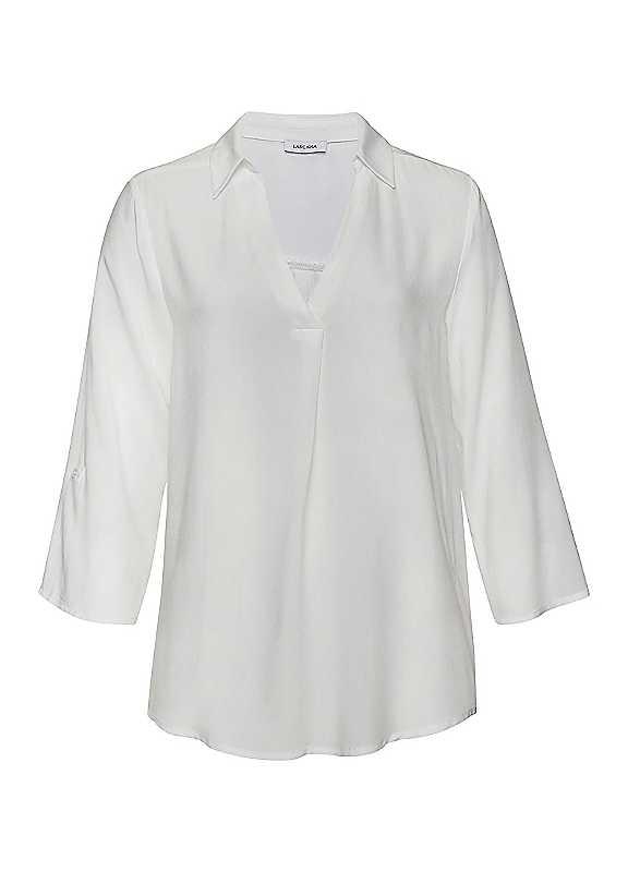 LASCANA Deep V-Neck Blouse - White - Size 10 on Productcaster.