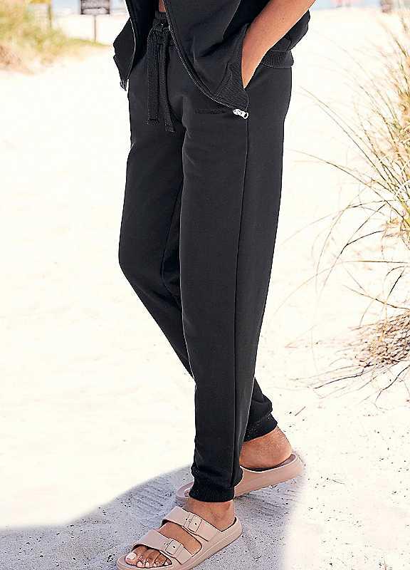 LASCANA Drawstring Sweatpants - Black - Size 18/20 on Productcaster.