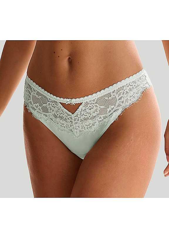 LASCANA Floral Lace Thong - Green - Size 6/8 on Productcaster.