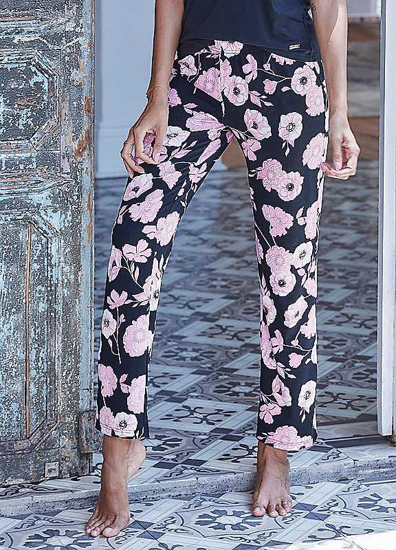 LASCANA Floral Print Pyjama Bottoms - Pink Floral - Size 10/12 on Productcaster.