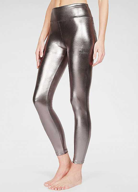 LASCANA Glossy Leggings - Silver - Size 10/12 on Productcaster.