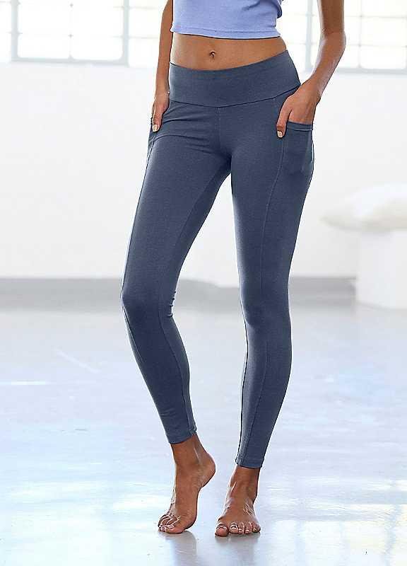 LASCANA High-Waist Elasticated Leggings - Blue - Size 30/32 on Productcaster.