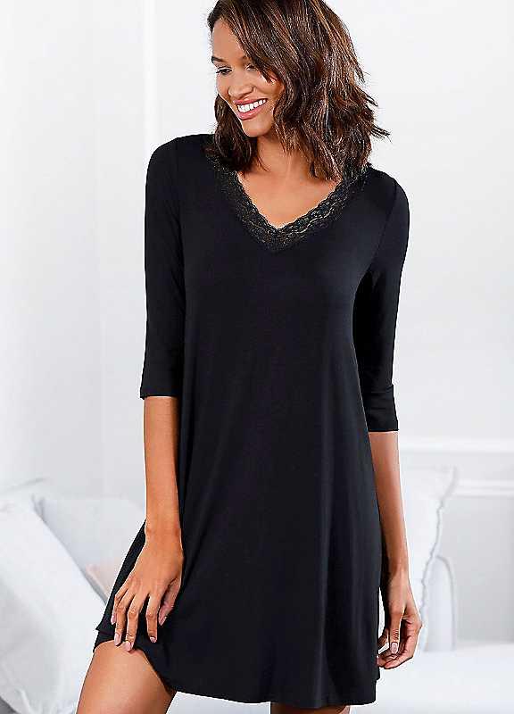 LASCANA Lace Nightdress - Black - Size 18/20 on Productcaster.